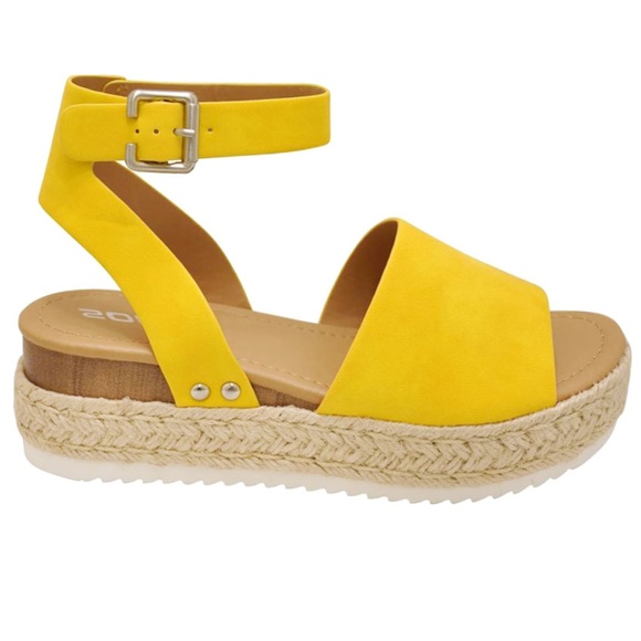 New Soda Yellow Platform Espadrille Sandals - Picture 2 of 2